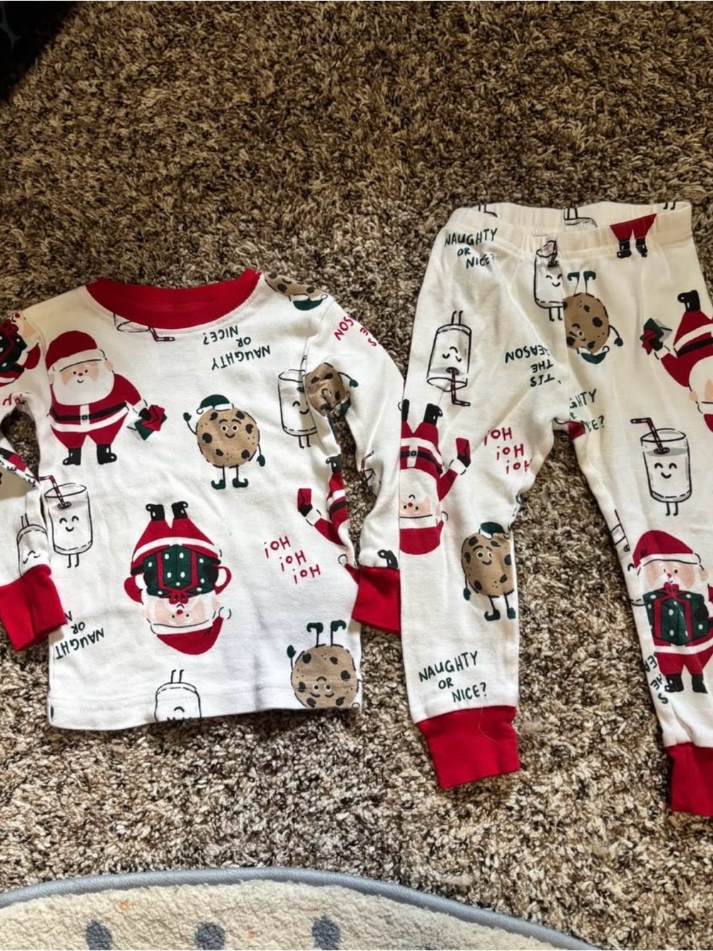 Carter's White & Red Holiday Santa Cookie Pajama Set